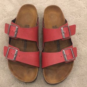 Red leather Birkenstocks size 40